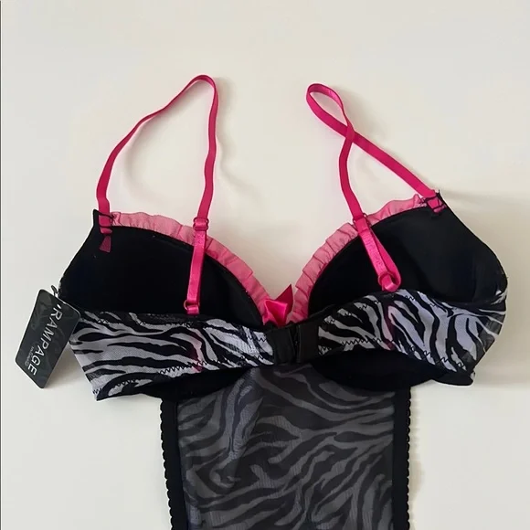 Rampage sexy lingerie sleepwear tie up skirt festival rave halloween zebra - Picture 6 of 7